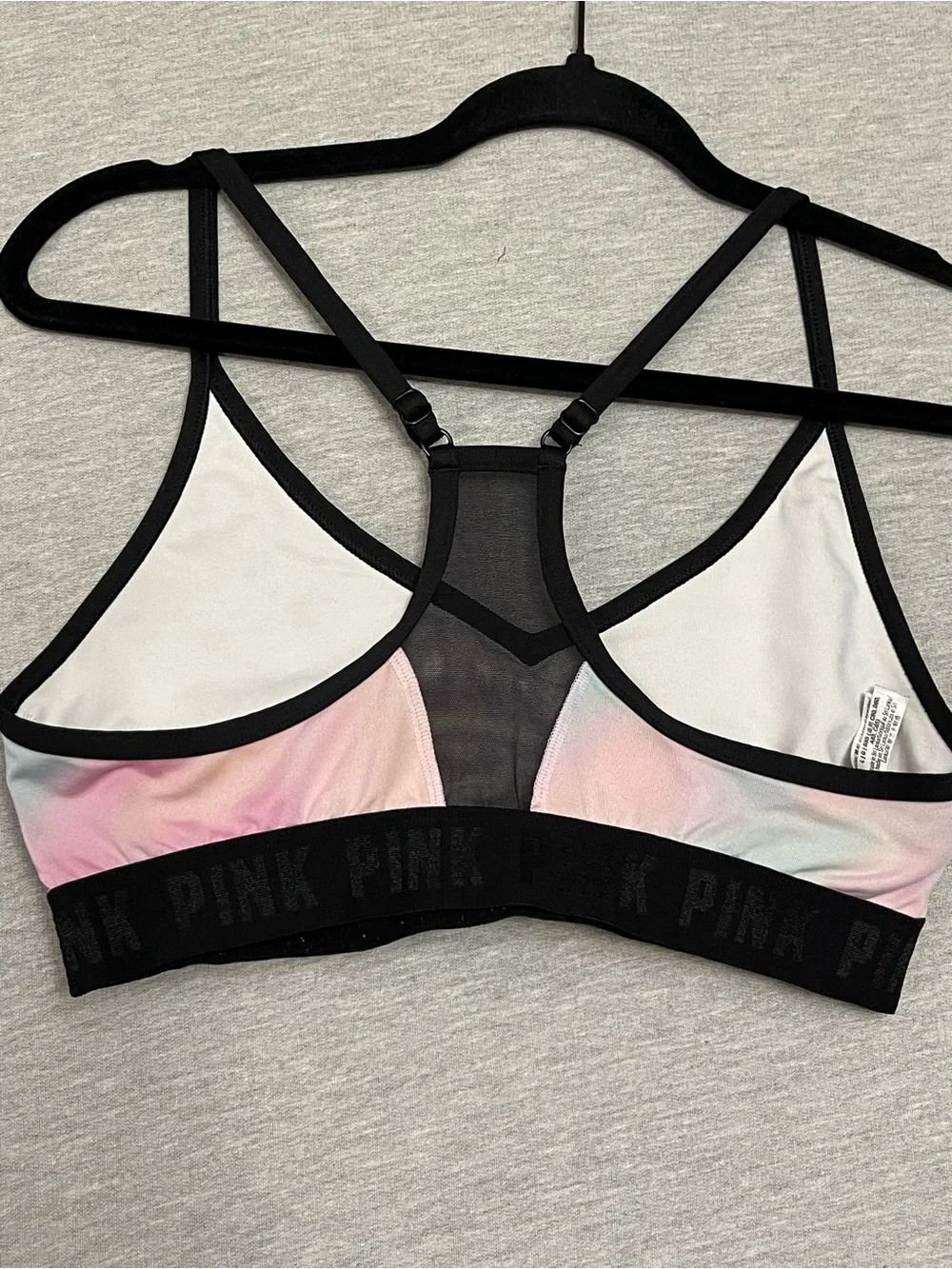 Victoria's Secret PINK Pastel Tie-Dye Sports Bralette with Black Trim